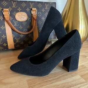 Aquatalia Peony Metallic Suede Pumps Black Size 8